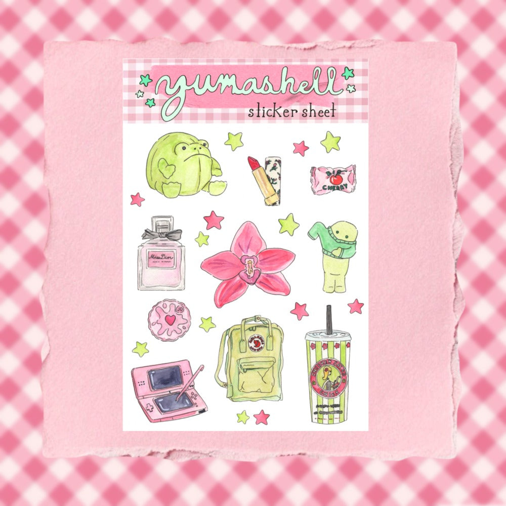 Pink & Green Sticker Sheet